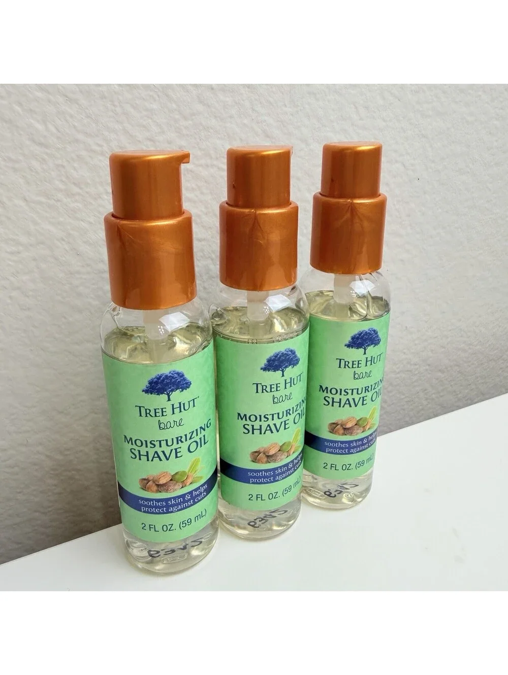 Lot of 3 Tree Hut Bare Moisturizing Shave Oil 2 oz Each Pre Shave Body Oil 6 oz